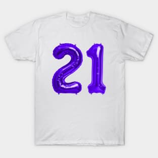 Purple 21st Birthday Metallic Helium Balloons Numbers T-Shirt